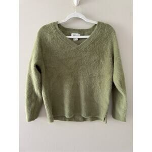 Rachael Zoe Fuzzy Sweater Size Medium V‎ Neck Soft Green Long Sleeve Pullover